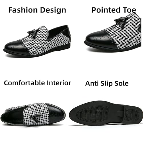 Aimery Mens Leather Tassels Two Tone Brogue Dress Loafers Modern Low-Top Smoking Slipper Luxury Flat Penny Loafers Wedding Party Prom Shoes3