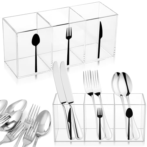 YBEATY Cutlery Storage Organizer Silverware Caddy Utensil Holder Countertop Knife Spoon and Fork Organizer Kitchen 3 Section Tableware Storage Box Indoor Party Outdoor Tableware Holder