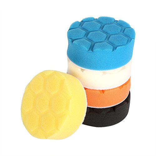 EVGATSAUTO Car Foam Drill Buffing Pad 5pcs 3 4 5 6 7 Inch Buffing Sponge Polishing Pad Hand Tool Kit for Car Polisher Wax