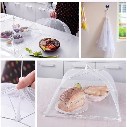 Image of Food Cover for Outside 2Pcs Food Tent Fruit Cover Pop-Up Food Nets Outdoors Mesh Screen Collapsible 17 Inch Net Protectors for Outdoors Parties Picnics BBQs Keep Out Flies Bugs.(White /2)