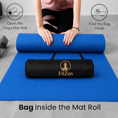 Image of Yoga Mat for Women and Men 4mm with Carry Strap EVA Material Extra Thick Exercise Mat for Workout Yoga Fitness Pilates and Meditation, Anti Tear Anti Slip For Home & Gym Use (Blue)