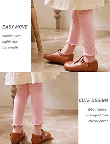 Kiench Girls' Leggings 4-Pack Ankle Length Stretch Pants Kids Modal Cotton Footless Tights3
