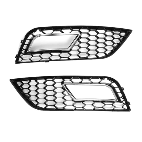 Rejilla Delantera 1 Par De Rejillas De Luz Antiniebla Del Parachoques Delantero Coche Para A4 B8.5 2013-2016 Parrilla De Carreras Estilo RS4 Parrilla Parachoques(La plata del cromo)