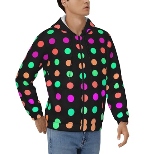 Sweat à capuche multicolore chaud avec zip et cordon de serrage pour l'automne