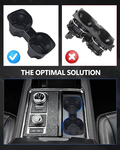 Image of Cup Holder Inserts for Ford Expedition 2018-2024 Accessories, Non-Slip Soft Silicone Center Console Protector Organizer to Prevent Spills & Scratches for Expedition Interior Accessories