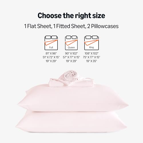 Image of Amazon Basics Cooling Sheets, 4-Piece Bed Sheet Set for Summer, Soft and Breathable for Hot Sleepers, Bedding with 1 Deep Pocket Fitted Sheet, 1 Flat Sheet, and 2 Pillowcases, Full, Pink