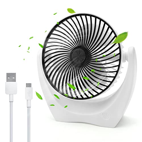 USB Desk Fan Electric Mini Table Fan with 3 Speeds Adjustable Strong Wind 360°Rotation Portable Desktop Fan Silent Cooling Fan for Office Home Bedroom Outdoor Camping (black)