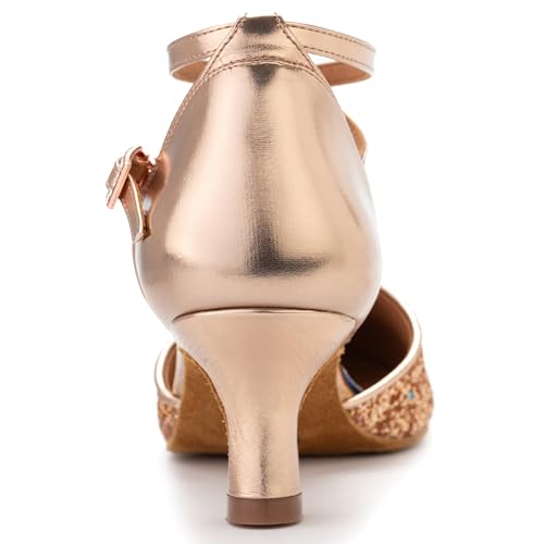 RoseMoli 1920s Shoes for Women Salsa Ballroom Dance Shoes for Woman Low Heels Dancing Pumps for Latin Tango Flapper Character Party Glitter Shoe4