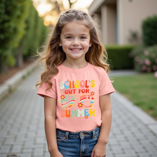 Image of Kids Girl School's Out for Summer Shirt Last Day of School T-Shirt Cute Summer Beach Short Sleeve Tee Tops