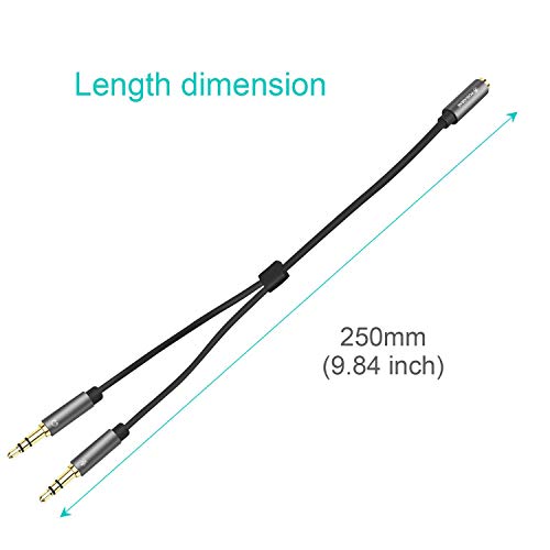 POSUGEAR Audio Y Splitter adapter, 3,5 mm aansluiting op dubbele 3,5 mm jack (headset en microfoon) audio splitter kabel… - Image 5