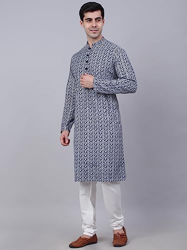 Image of Jompers Men's Embroidered Pure Cotton Kurta Pyjama Set.