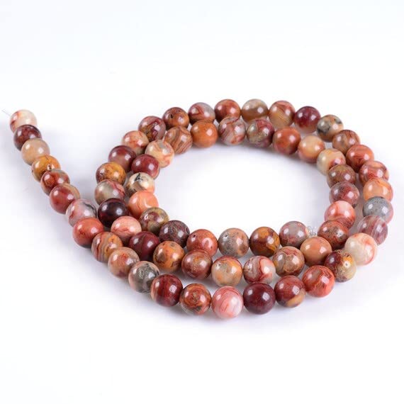 Perles agate lace rouge 6mm pour réparer un bracelet en pierres véritables sans défauts