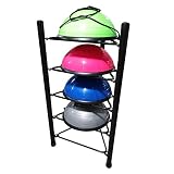 Yogamattenständer Kugelgestell mit Halber Balance aus Metall, Fitnessstudios, Fitnessklasse, Schule, Büro, Schwarze Hälfte, Yoga-Bälle, Organizer-Ständer, 5/6-stufige Übungsballhalter mit Fußpolster