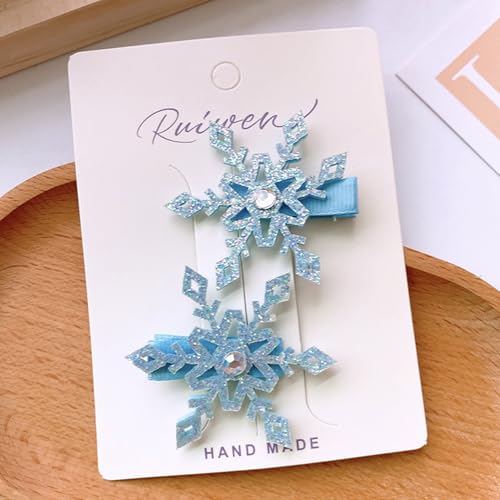 Pinzas para cabello copo de nieve azul y blanco x10 miniatura 5
