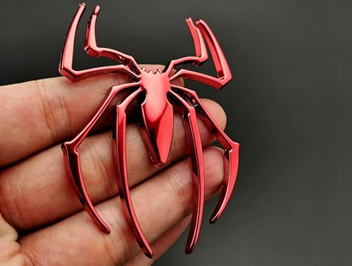 Image of 2 Pcs 3D Spider Chrome Emblems Badges Sticker Car Decoration Spider for Universal Car Vehicle, Truck, Motorcycle, RV, Scooter, SUV, Door, Window Red Spider(Red-B0CC1Y5BQQ)