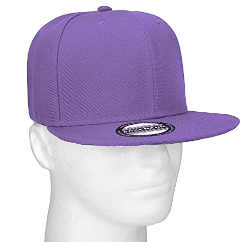 Image of Classic Snapback Hat Cap Hip Hop Style Flat Bill Blank Solid Color Adjustable Size
