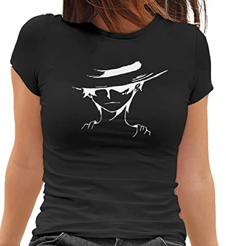 Camiseta Baby Look One Piece Luffy Feminina Preto Tamanho:P