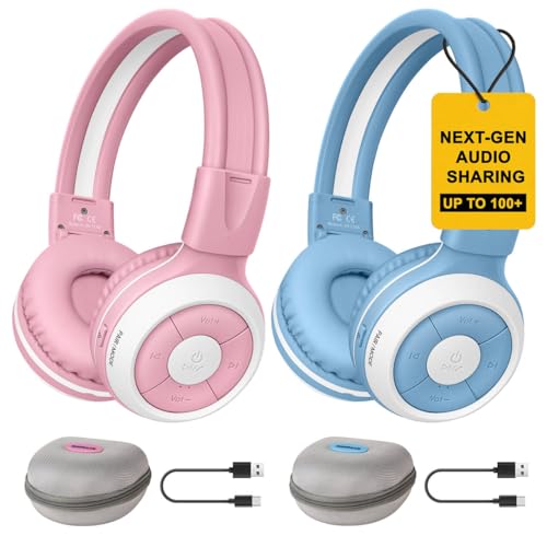 Image of SIMOLIO Manyshare Wireless Kids Headphones with Case & Mic for School,JH714