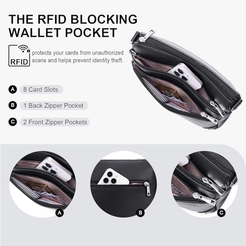 Crossbody Bags for Women Rfid Travel Crossbody Purses Leather Handbags Medium Shoulder bag with Adjustable Strap4