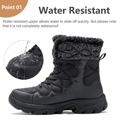 Image of Mens Winter Snow Boots Water Resistant Non Slip Faux Fur Lined