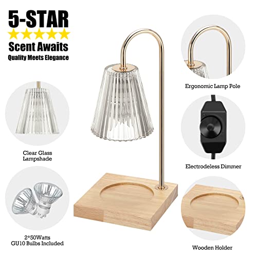 Luzdiosa Candle Warmer Lamp With 2 Bulbs Compatible With Jar Vintage Electric Dimmable Candle Melter Top Melting For Scented Wax (Clear) #TOP1