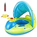 Tencoz Flotador Bebé, Anillo de Natación para Bebés con Toldo y Volante, Flotador de Natación para Bebé, PVC Espesar Seguro contra El Sol, Baby Float Swimming para Niños de 6 a 36 Meses