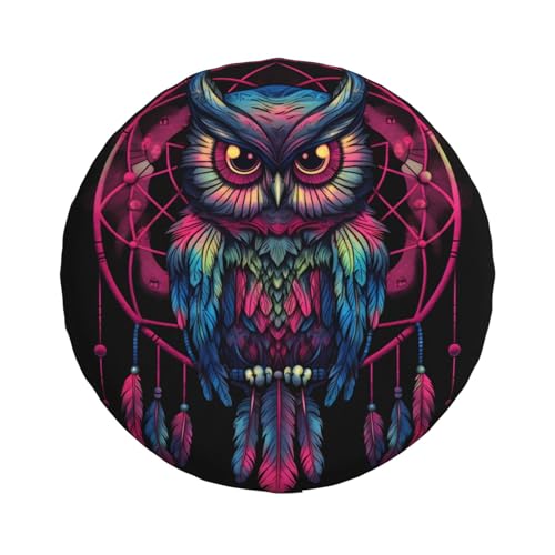 Image of Spare Tire Cover, Purple Owl Universal Tire Wheel Protectors for Rv Camper Jeep Travel Trailer SUV Truck, Weatherproof, 15 Inch