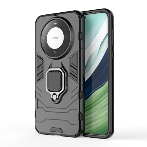 Lucyliy Compatible with Huawei Mate 60 Case, 2-in-1 Double Protection with Rotating Magnetic Holder for Huawei Mate 60 ALN-AL00 BRA-AL00 Phone Case Black