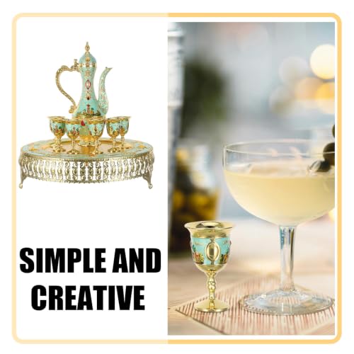 Ensemble de service à thé avec verres à vin en métal décor vintage