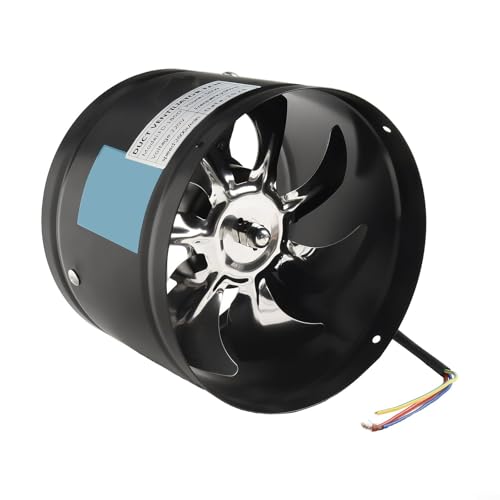 Zilimontt Ventilador de conducto en línea de 180 mm, ventilador extractor silencioso de 4.0 m³/min para eliminación de humo de cocina, ventilador de ventilación de alta velocidad de 50 W con carcasa
