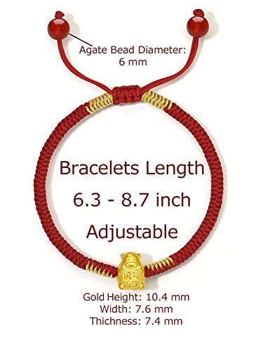 24K Gold Bracelet Chinese Zodiac Charm Bracelets Adjustable Red String Chain Lucky Link Good Luck Jewelry Snake Dragon Animal Beads Protection Braided Rope Stackable Bangle Unisex Gifts for Women Men2