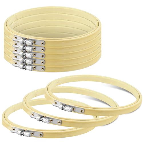 TINDTOP 8 Pieces Embroidery Hoops, 7 inches Bamboo Frame Circle Cross Stitch Hoop Ring Embroidery Hoops Set for Embroidery and Cross Stitch