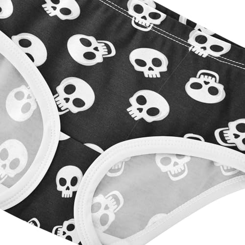 Toddlers Underwear Floral 2t Cotton Girl Panties Cute Animal Briefs Kids Undies Cartoon White Skulls Black Eye4