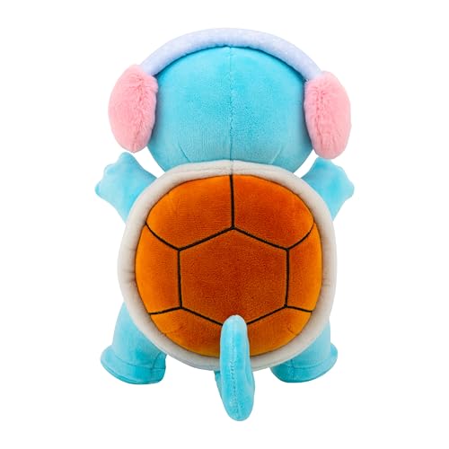 Image of Pokemon Squirtle Plush with Pink Ear Muffs - 8-Inch Holiday Squirtle Plush with Unique Accessory
