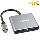 USB-C to HDMI Adapter CLDAY USB Type C to HDMI Multiport 3-in-1 with USB 3.0 Port and USB-C Fast Charging Power Port Compatible MacBook Sumsang Galaxy S8/S9/S10 Yoga 900/Lumia 950Xl HDMI Hub Adapter