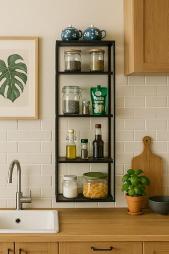 Image of MILAD SAIFIX Wall Shelf 5 Tier Wall Mount Condiment Storage Rack Floating Shelves | Storage Holder | Display Organizer | Wall Shelves (36L*18W*101H cm)