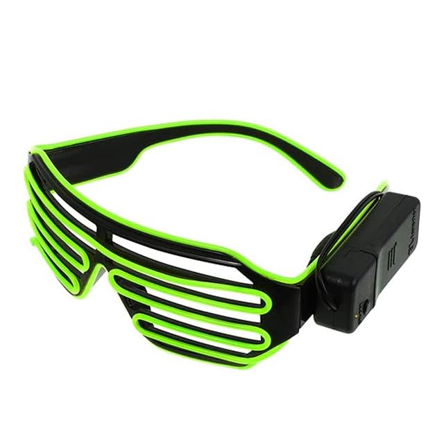 Gizelle LED Light Up Neon Shutter Glasses Wireless Flashing Party Eyeglasses Neon Glow In Dark Illuminated Frames For Disco Christmas DJ Costume Party Favors Green - Image 2