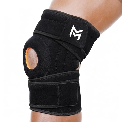 Knee Brace Meniscus Tear Support For Arthritis ACL MCL,NEW Upgraded design 4-way Adjustable Wraparound Strap,Dual Side Stabilizer For Patella Stability,for Men and Women,Black,One Size