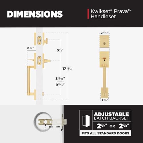 Kwikset Prava Front Door Lock Handle and Deadbolt Set, Entry Handleset Exterior with Interior Reversible Lever, Satin Brass, Pick Resistant SmartKey Rekey Deadbolt Security, with Microban Protection by Kwikset - Image 6