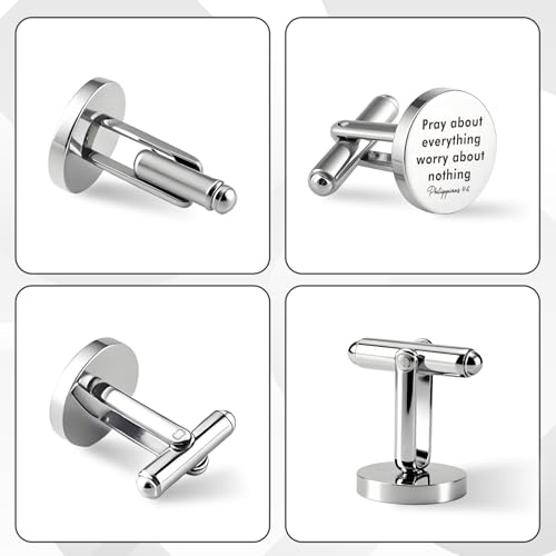 Gemelos de acero inoxidable religiosos para hombres miniatura 5