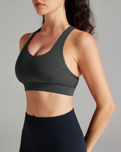 Image of QUEENIEKE BareFlow Women's Sports Bras with Phone Pocket Medium Impact Padded Racerback Workout Gym Crop Top Running Yoga Bra