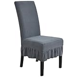 Housses de chaise pour salle à manger : la housse de chaise de salle à manger avec jupe protège vos chaises de l'usure quotidienne et des taches, y compris les poils d'animaux, la sueur, un bon choix pour les familles avec animaux de compagnie.
