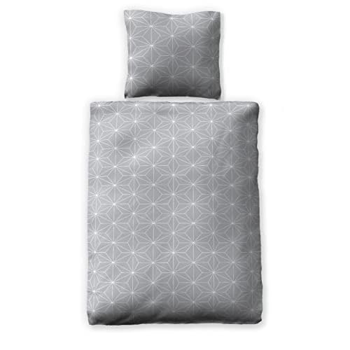 jilda-tex Bettwäsche 100% Bio Baumwolle Simple Geometric Made IN Green (Simple Geometric Grey)