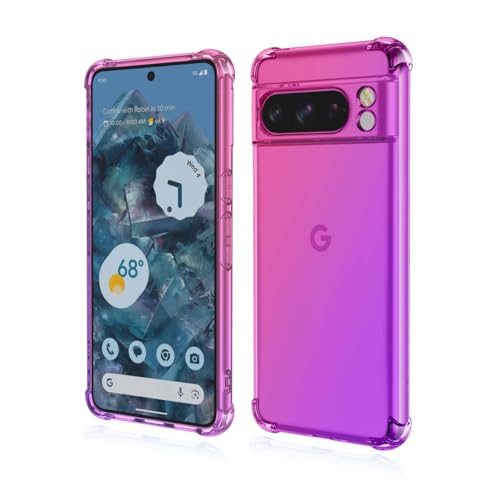 Cover Super Colorata per Google Pixel 8 PRO Traslucido Custodia con Angoli Rinforzati -Rosa silicone tpu viola