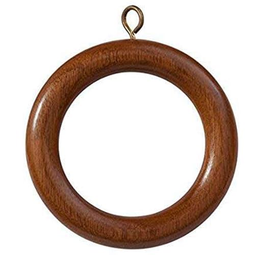 Wooden Curtain Rings for 0.5 to 1 Inch Curtain Rods - Set of 24 Rings with Screw Eye - Natural Wood Drapery Rings for Windows - Inner Diameter 1.75