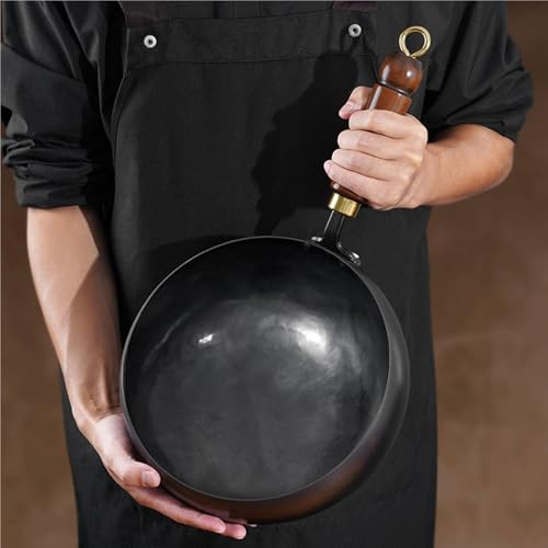 Wok de hierro sin recubrimiento, grande, cuerpo sólido miniatura 3