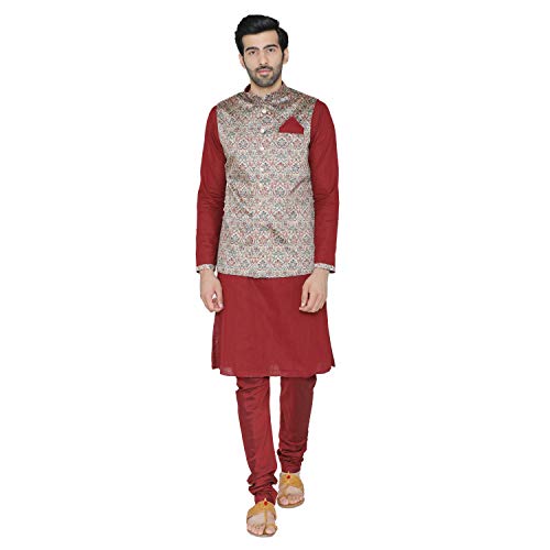 Kurta Pyjama Manyavar fawn pour mariages et fêtes traditionnelles