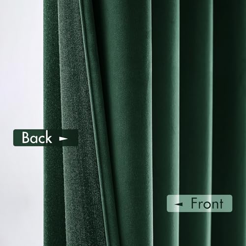 Image of MIULEE Emerald Green Blackout Velvet Curtains Drapes 96 Inch Long 52 inchx96 inch