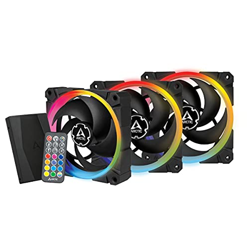 ARCTIC BioniX P120 A-RGB (Bundle 3 pc, incl. A-RGB Controller) - 120 mm Pressure-Optimised Fan with A-RGB, PWM, Cooler, Fluid Dynamic Bearing, 400-2300 RPM - Black