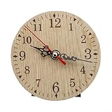 Reloj retro de pared y escritorio de madera, 12 cm, pequeño, redondo, vintage, cuarzo con movimiento de barrido silencioso, números clásicos,...